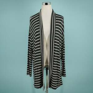 Market & Spruce Stitch Fix Size 2X Zaza Gray White Stripe Open Tunic Cardigan